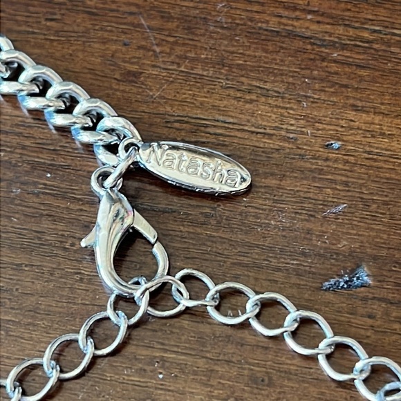 Natasha Large Bib Style Statement Necklace Silver Tone Big Bold - Picture 6 of 11